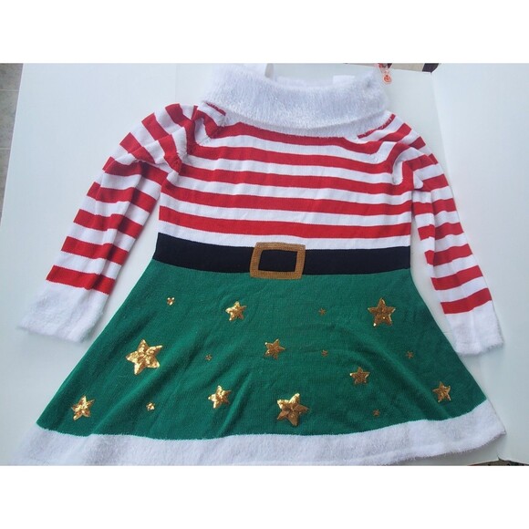 Holiday Time Dress XXL 20 Womens Mrs. Claus Elf Ugly Sweater Dress Christmas - Picture 2 of 14
